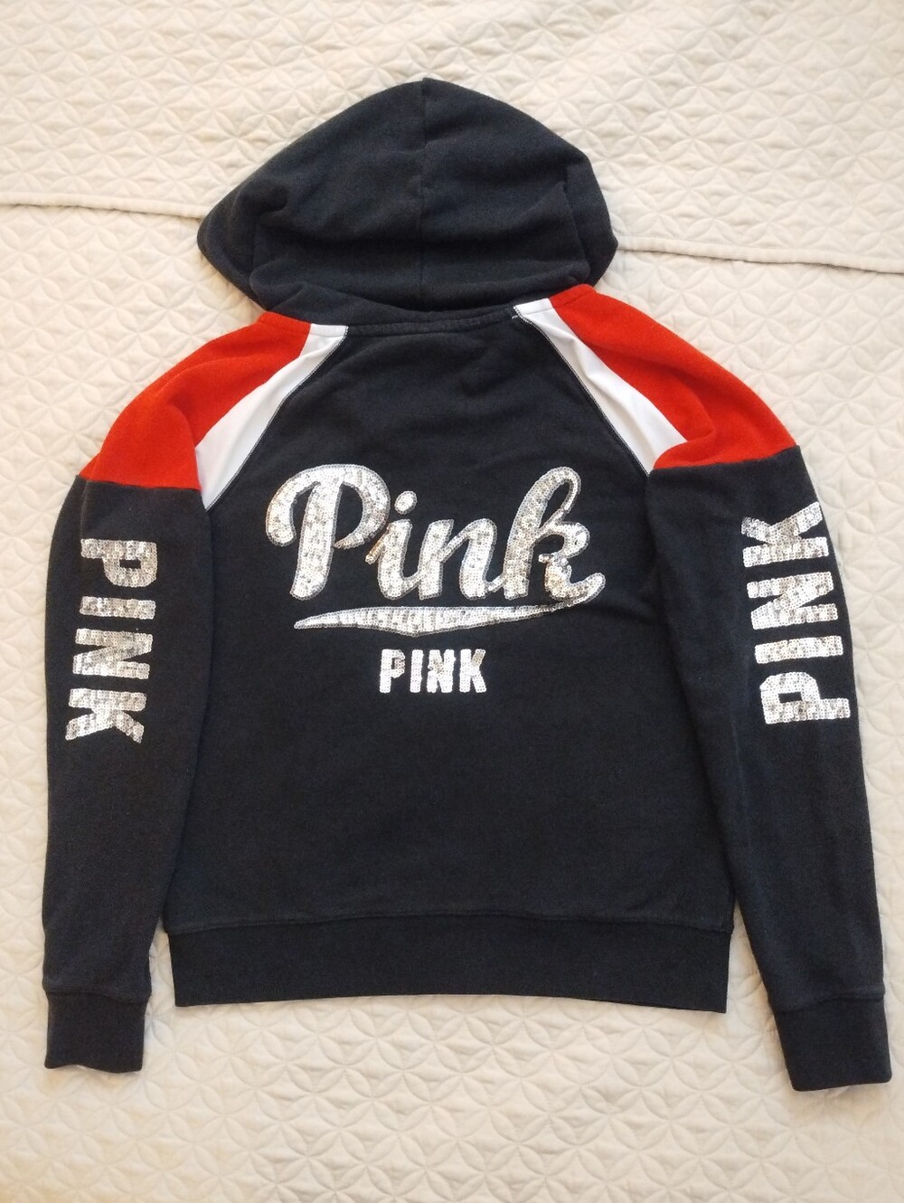 PINK Victoria’s Secret ZIP Up Hoodie Sweater Sweatshirt Jacket Coat Bling Sequin